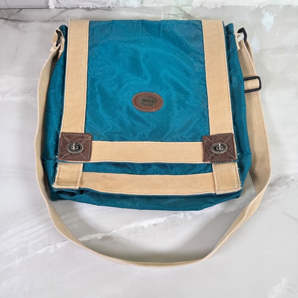 Vintage JUMP Teal Messenger Bag Adjustable Strap‎ 2 Clasp Flap Closure